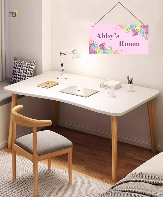 Personalized Cute Butterfly Sign for Little Man Cave Colorful Cartoon Wall Hanging Plaque Sign for Kids Room Floral Nursery Art Plate For Boys Room Girls Bedroom