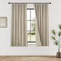 KangBang Blackout Linen Curtains 72 Inches Long for Bedroom,Thermal Insulated Back Tab Rod Pocket Pleated Sun Blocking Farmhouse Drapes with Clip Rings Made 52 Inch Wide by 72 Inch Length 2 PCs