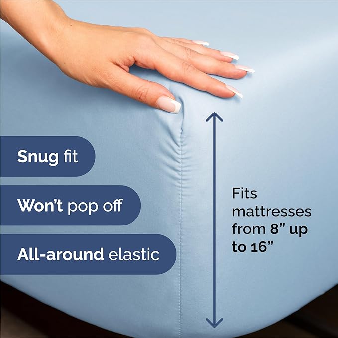 King 6 Piece Sheet Set - Comfy Breathable & Cooling - Ultra-Soft Hotel Luxury Bedding Set with 8-16 Inch Deep Pockets - 1 Flat & 1 Fitted Sheet & 4 Pillowcases - Wrinkle Free & Easy Care - Baby Blue
