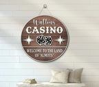 Custom Casino Name Sign, Personalized Dice Poker Signs, Large Wooden Casino Playing Wall Decor, Front Door Sign, 3D Wooden Hanging Home Decor Sign Gifts for Boys Girls, Casino Decorations