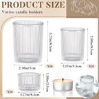 Mumufy 48 Pcs Assorted Votive Candle Holders Ribbed Glass Tealight Candle Holder Bulk for Table Centerpiece, Baby Shower, Home and Wedding Party Decoration (Clear)