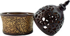 Intense Oud Calligraphy Style Closed Resin Incense Burner – 8 Inches, Brown Metal Tray, Arabian Bakhoor Burner for Yoga, Aromatherapy, Home, Office & Bedroom Decor