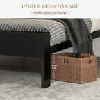 SHA CERLIN 14 Inch King Size Metal Platform Bed Frame with Wooden Headboard and Footboard, Mattress Foundation, No Box Spring Needed, Large Under Bed Storage,Black Oak