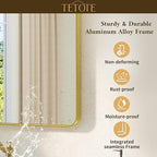 TETOTE 55 x 36 Gold Bathroom Mirror Brushed Gold Metal Framed Vanity Mirror, Tempered Glass, Wall Mounted for Bathroom, Entryway, Bedroom, Living Room(Horizontal/Vertical)