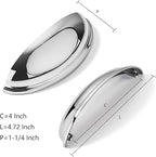 khtumeware 10 Pack 4" Drawer Pulls Polished Chrome Cabinet Cup Pulls Kitchen Hardware Cabinet Handles Drawer Handles Knobs 4 inch Hole Center