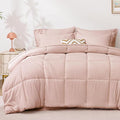 Love's cabin King Size Comforter Set Blush Pink, 7 Pieces King Bed in a Bag, All Season Bedding Sets with 1 Comforter, 1 Flat Sheet, 1 Fitted Sheet, 2 Pillowcase and 2 Pillow Sham