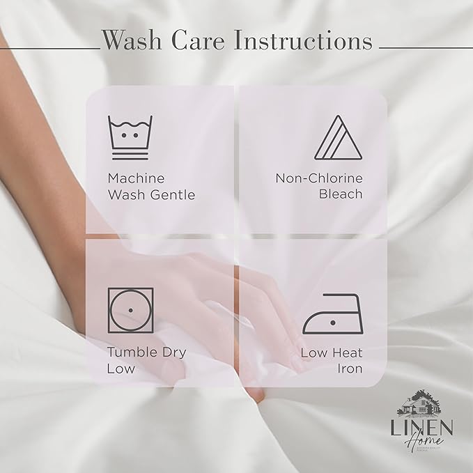 Linen Home 100% Cotton Percale Sheets Queen Size, Iris Lilac, Deep Pocket, 4 Pieces Set - 1 Flat, 1 Deep Pocket Fitted Sheet and 2 Pillowcases, Crisp Cool and Strong Bed Linen