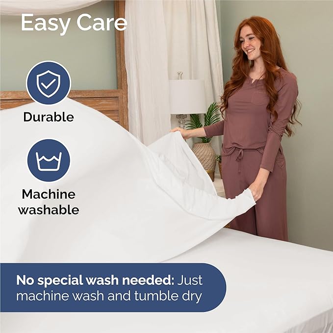 Split King 7 Piece Sheet Set - Comfy Breathable & Cooling - Soft Hotel Luxury Bedding Set w/ 8-16 Inch Deep Pockets - 1 Flat & 2 Fitted Sheet & 4 Pillowcases - Wrinkle Free & Easy Care - Antique White