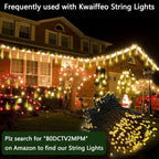 Kwaiffeo Warm White Icicle Lights Outdoor, 16-Tube Meteor Shower Lights for Christmas Thanksgiving New Year Party Yard Wedding Decor, Equivalent to 2 Sets of 8-Tubes