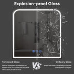 LED Bathroom Mirror, 36"x 36" LED Mirror with Lights for Bathroom, Lighted Vanity Mirrors for Wall, Anti-Fog, Dimmable, Tempered Glass, Memory Function, 3 Colors, Safe Use (White)