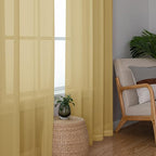 Chyhomenyc Gold Sheer Curtains 84 inches Long 2 Panels Set - Light Filtering Curtains for Living Room, Soft Gentle Voile Rod Pocket Bedroom Window Drapes, 42Wx84L Inch, 2PCS