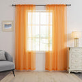 HUTO Orange 108 Sheer Curtains for Bedroom Rod Pocket Sheer Voile Window Curtains for Living Room Party Decor 52 by 108 Inches Long Set of 2 Panels