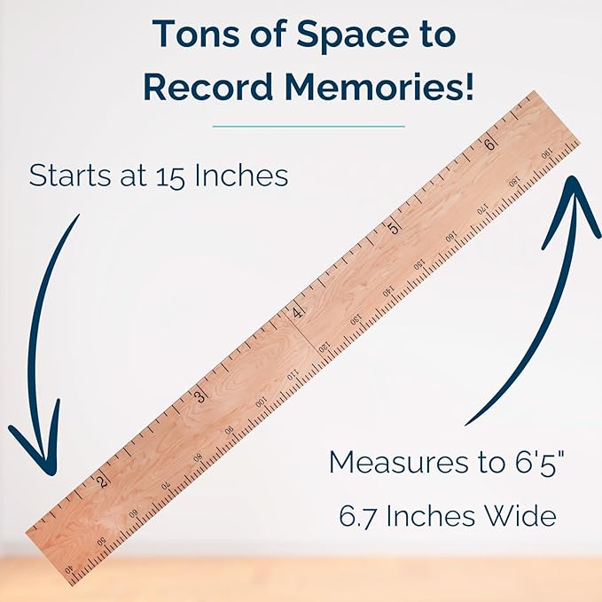 HEADWATERS STUDIO Wooden Growth Chart for Wall - Size Height Chart for Kids, Growth Measuring Board and Kids Height Wall Chart, Growth Chart for Kids, Height Chart for Wall - Natural (63"x6.7")