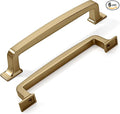 khtumeware 6 Pack 5 Inch Cabinet Handles - Brushed Brass & Gold Drawer Pulls: Kitchen Hardware