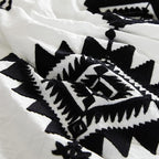 MaiRêve Embroidery Boho Comforter Sets Full Size - 7 Piece, Farmhouse Western White Black Comforter Set, All Season Bed in A Bag Full Size with Sheets, Pillowcases & Shams