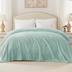 Exclusivo Mezcla Fleece Bed Blanket King Size, Super Soft and Warm Blankets for Couch, Sofa and Bed Waffle Textured, Cozy, Fuzzy and Lightweight (Mint Green, 90x104 Inches)