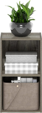 Furinno PASIR Book Shelf, 2-Tier Modern Bookshelf, Open Shelves Bookcase 9" x 12" x 21", for Living Room, Bedroom, Home Office, French Oak