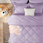 CozyLux King Size Comforter Set Light Purple - 7 Pieces Bed in a Bag King, Luxury Soft Lavender Bed Set for All Seasons, Bedding Set with Down Alternative Comforter, Sheets, Pillowcases & Shams