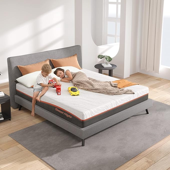 Mattress Queen, Sweetnight 8” Hybrid Mattress with Gel Memory Foam & Pocket Innerspring , Bed Mattress with Moisture Wicking Adaptive Cover, Medium Firm, Queen Size