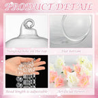 12 Sets Hanging Glass Candle Holder Wedding Glass Globe with Acrylic Gems Bead Garland Tea Light Holder Orbs Container for Flower Plants Micro Landscape DIY Xmas Tree Party Decoration 2.36 Inch
