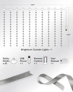 Brightown Smart Curtain String Lights - 9.8ft 300 LED Fairy Light with APP Remote, 8 Modes, USB Powered Waterproof Christmas for Bedroom Wedding Party, White