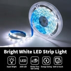 iNextStation White LED Strip Light, 16.4ft 5M 2835 SMD 300 LEDs 12V Flexible Cuttable LED Tape Light for Bedroom Kitchen Cabinet Wardrobe TV (Power Adapter Included)