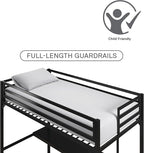DHP Miles Metal Twin Loft Bed with Desk, Black