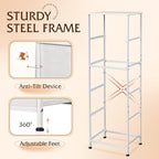 WLIVE Fabric Dresser, 5-Drawer Tall Dressers for Bedroom, Storage Dresser Organizer with Fabric Bins, Wood Top, Sturdy Steel Frame, Chest of Drawers for Closet, Hallway, White
