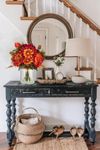 Peony Fake Fall Flowers in Vase Fall Table Centerpiece Faux Floral Arrangements Centerpiece Autumn Artificial Flowers with Vase Fall Flower Centerpieces for Tables Orange Silk Flowers in Vase