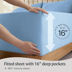 LuxClub 4 PC King Sheet Set, Breathable Luxury Bed Sheets, Deep Pockets Wrinkle Free Cooling Bed Sheets Machine Washable Hotel Bedding Silky Soft - Sky King