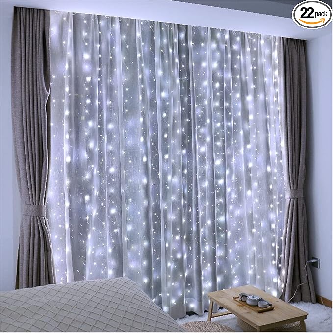 ZSJWL 300 LED White Curtain Lights, 9.8x9.8Ft DIY Windows Fairy String Lights with Remote 8 Modes Timer for Bedroom, USB Plug in Fairy Curtain Lights for Indoor Outdoor Weddings Party Garden Wall