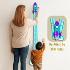 Personalized Growth Chart for Wall, Wooden Height Chart for Kids, Cute Height Measurement for Child/Girls/Boys, Baby and Toddler's Playroom/Kid's Room/Nursery Decor, Rocket