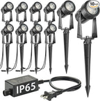 SUNTHIN Outdoor Landscape Lighting, 10 Pack Outdoor Spot Lights with Transformer for Yard, Plant, Lawn, Tree, Flags, House, Garden, Fence Use, IP65 Waterproof & Connectable