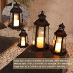 DECORKEY 19’’&16’’&8’’ Lanterns Decorative Outdoor & Indoor, Large Lantern for Front Porch, Metal Frame Candle Holders with Glass, Vintage Patio, Pathway, Balcony, Garden, Yard Decor