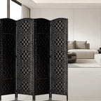 Rose Home Fashion Room Divider, 6 ft Tall Room Dividers and Folding Privacy Screens, 16in Privacy Screen 4 Panel Black Space Temporary Wall Foldable Partition Separation