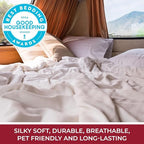 Mellanni RV Short Queen Sheets - 4 PC Iconic Collection Bedding - Hotel Luxury, Extra Soft, Cooling Bed Sheets - Deep Pocket up to 10 inch (RV/Short Queen, Blue Hydrangea)
