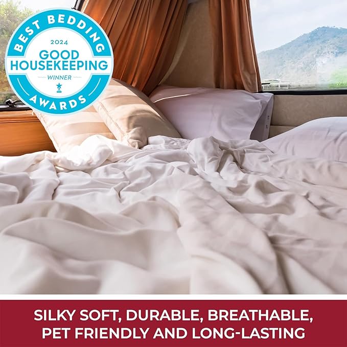 Mellanni RV Short Queen Sheets - 4 PC Iconic Collection Bedding - Hotel Luxury, Extra Soft, Cooling Bed Sheets - Deep Pocket up to 10 inch (RV/Short Queen, Pistachio)