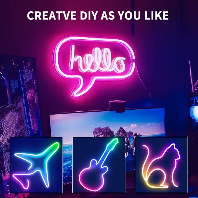 50ft RGB LED neon Rope Lights LED neon Strip Lights with Remote Control/APP Control IP65 24V Waterproof Flexible Neon LED Strip Lights,Led Lights for Bedroom Room Outdoors Décor