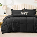 Love's cabin California King Comforter Set Ash Black, 7 Pieces California King Bed in a Bag, All Season Bedding Sets with 1 Comforter, 1 Flat Sheet, 1 Fitted Sheet, 2 Pillowcase and 2 Pillow Sham