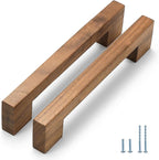 Walnut Square 5 in 8 pcs Wooden Drawer Pulls Handle pulls for cabinets Kitchen Cabinet Drawer pulls Cabinet Door Pull