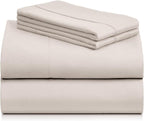 LuxClub 4 PC Sheet Set Bed Sheets Deep Pockets 16" Eco Friendly Wrinkle Free Cooling Machine Washable Hotel Bedding Silky Soft - Linen Queen