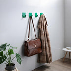 DELITON 4 Pack Colorful Hanging Hooks - Adhesive Green Cute Kids Wall Hooks for Hanging Towels, Robe, Coat, Decor Bathroom Organizer