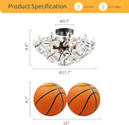 WUZUPS Crystal Chandelier Flushmount Ceiling Light Modern Lighting Fixture for Bedroom Hallway Bar Kitchen Bathroom, H 8.9" x W 17.7", Black, E12 Base