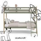 Storkcraft Caribou Bunk Bed Twin Over Twin Bunk Bed (Olive and Natural) - GREENGUARD Gold Certified, Twin Bunk Beds for Kids, Converts to 2 Individual Twin Beds (Mattress not Included)