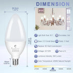Sailstar Candelabra Light Bulbs 60 Watt Equivalent, 4000K Natural Daylight, 5W E12 Small Base Type B LED Bulbs, 500 Lumens, Chandelier Ceiling Fan Light Bulbs, CRI 85, Non-dimmable, Pack of 3