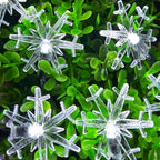 Solar Christmas Snowflake String Lights 36ft 60 LED 8 Modes Solar Fairy Outdoor Waterproof Powered String Lights for Garden Patio Yard Home Christmas Tree Parties(White-Snowflake-60LED)