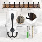 Coat Rack Wall Mount 31.5'' Coat Hanger Wall Mount Burnt Brown Coat Hooks for Wall Rustic Towel Racks for Bathroom Living Room Coat Hat Cloth