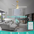 Sofucor Ceiling Fan with Lights, 52 Inch Low Profile Flush Mount Mordern Wood Ceiling Fan with Remote for Indoor Farmhouse Bedroom Living Room Outdoor Patio Porch, Reversible DC Motor, Noiseless