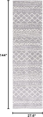 SAFAVIEH Arizona Shag Collection Runner Rug - 2'3" x 12', Grey & Ivory, Moroccan Design, Non-Shedding & Easy Care, 1.6-inch Thick Ideal for High Traffic Areas in Living Room, Bedroom (ASG741G)