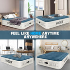 Queen Air Mattress with Built-in Pump,18''Fast & Easy Inflation/Deflation Inflatable Mattress, Foldable Blow Up Mattress with Storage Bag, Inflatable Bed for Home, Camping & Guests